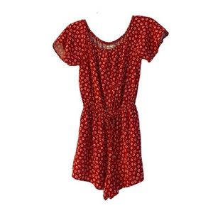 Abercrombie & Fitch flutter sleeve romper shorts red & white Size Med